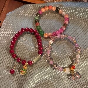 Colorful  Asian Beaded Bracelets Set of 3